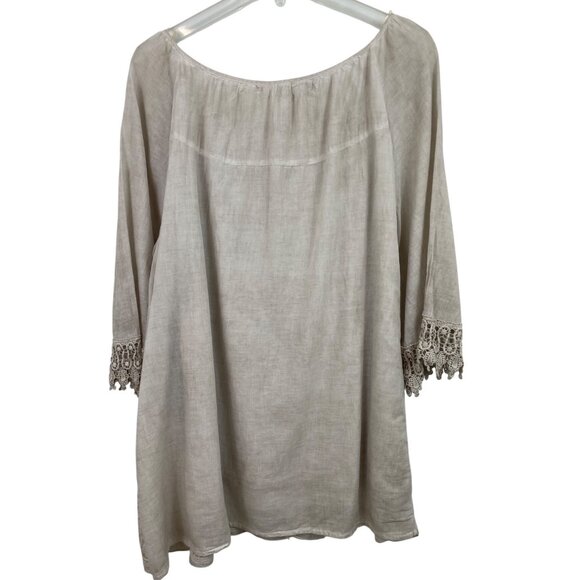 Indigo Soul Womens XL Sand Tunic Top W/ Crochet Trim & Embroidery - Picture 2 of 8